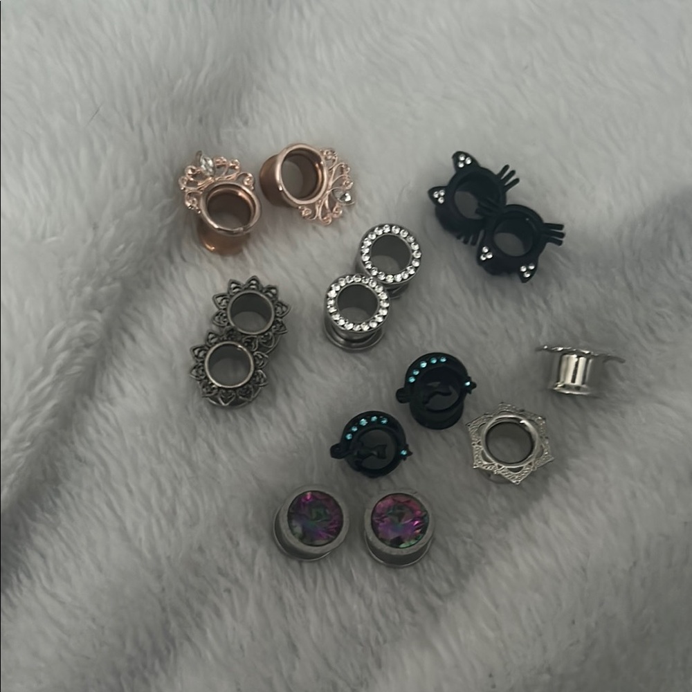 Set of Stylish Ear Gauges in Various Colors